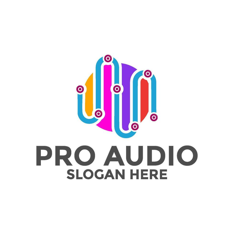 geluid audio logo ontwerp, audio met pulse logo sjabloon vector