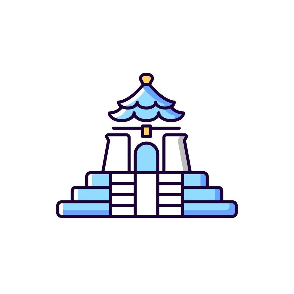 Chiang Kai Shek Memorial Hall blauw en wit RGB-kleurenpictogram. vector