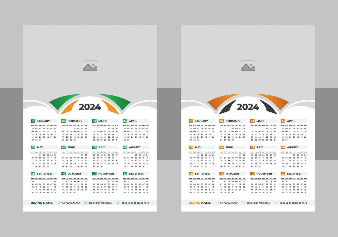 kalender sjabloon voor 2024 jaar. ontwerper dagboek in een minimalistische stijl. de week begint Aan maandag. jaar- kalender sjabloon vector