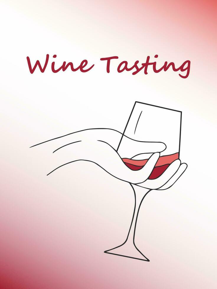 vrouw hand- Holding een glas met rood wijn. wijnoogst gravure gestileerde tekening. vector illustratie. vector illustratie