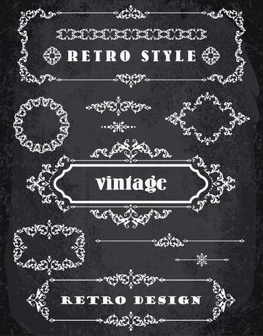 Set van Retro Vintage kaders en randen. Chalk Board achtergrond vector