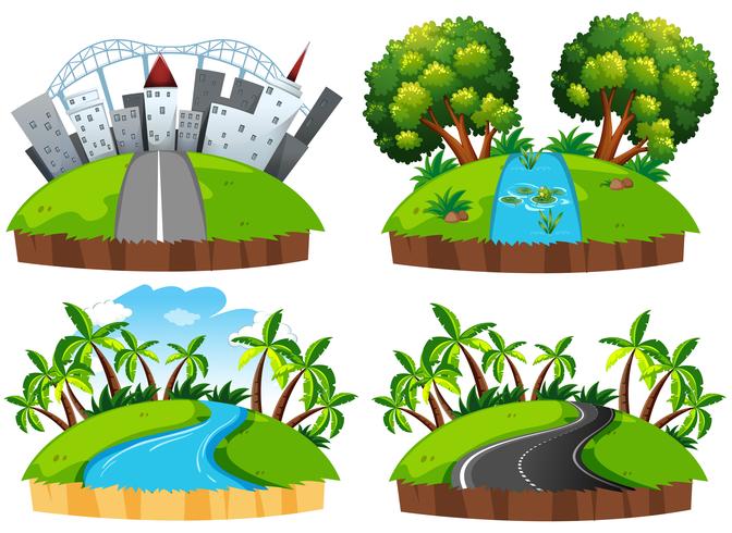 Geïsoleerd landschapseiland op witte achtergrond vector