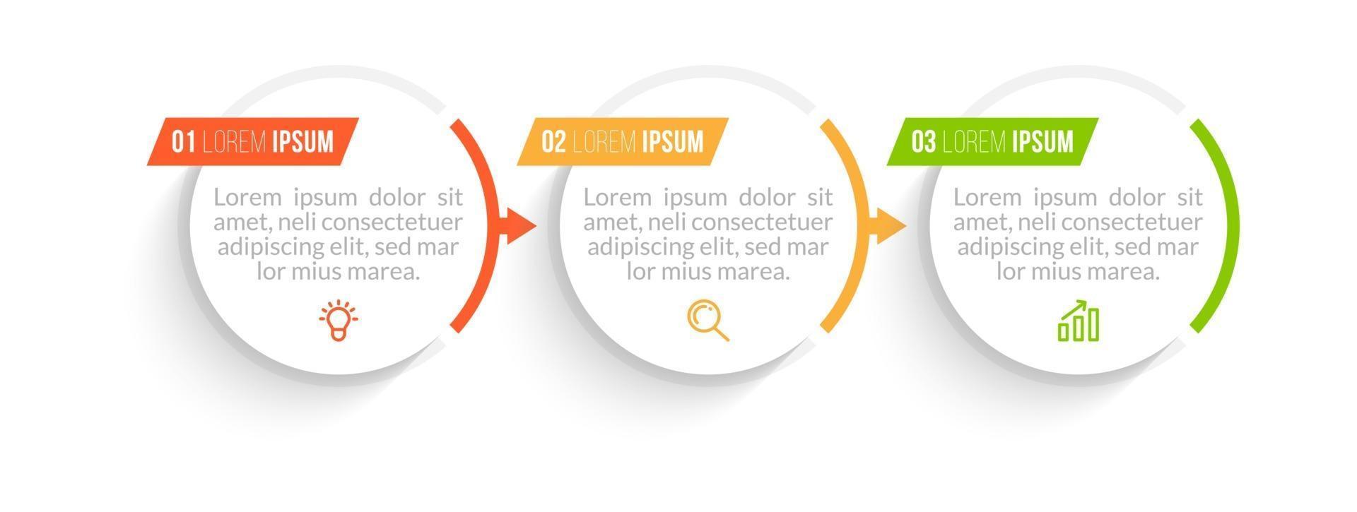 visualisatie van 3 stappen bedrijfsproces vector