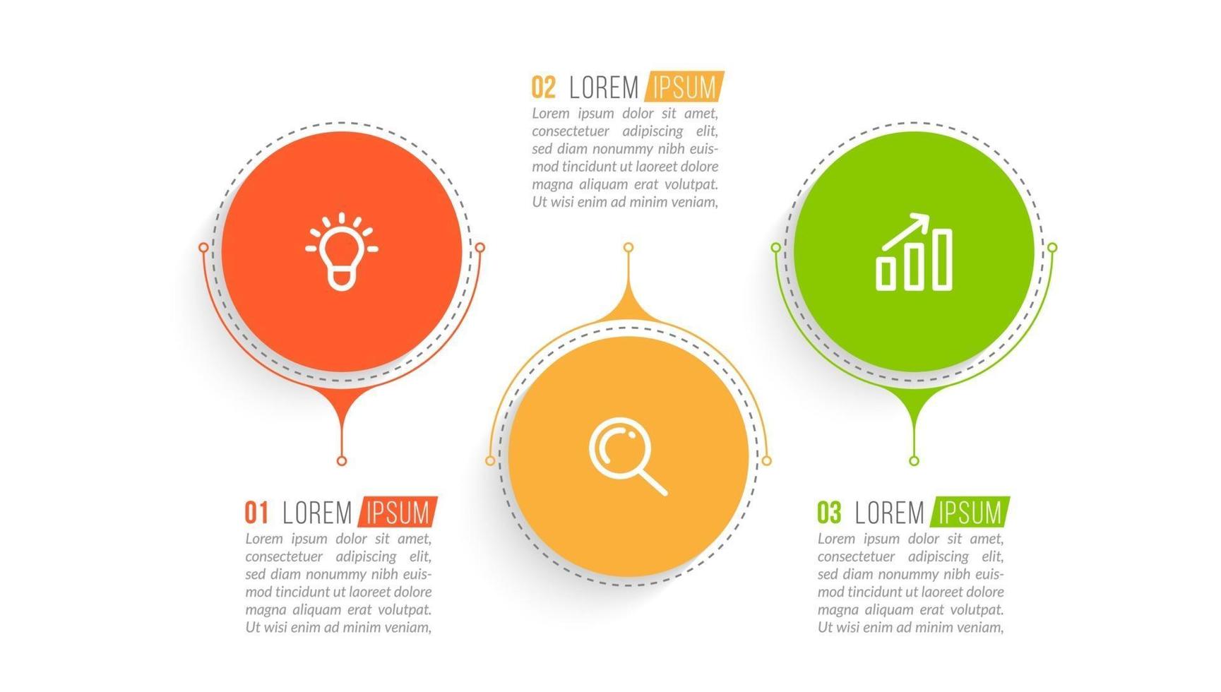 visualisatie van 3 stappen bedrijfsproces vector