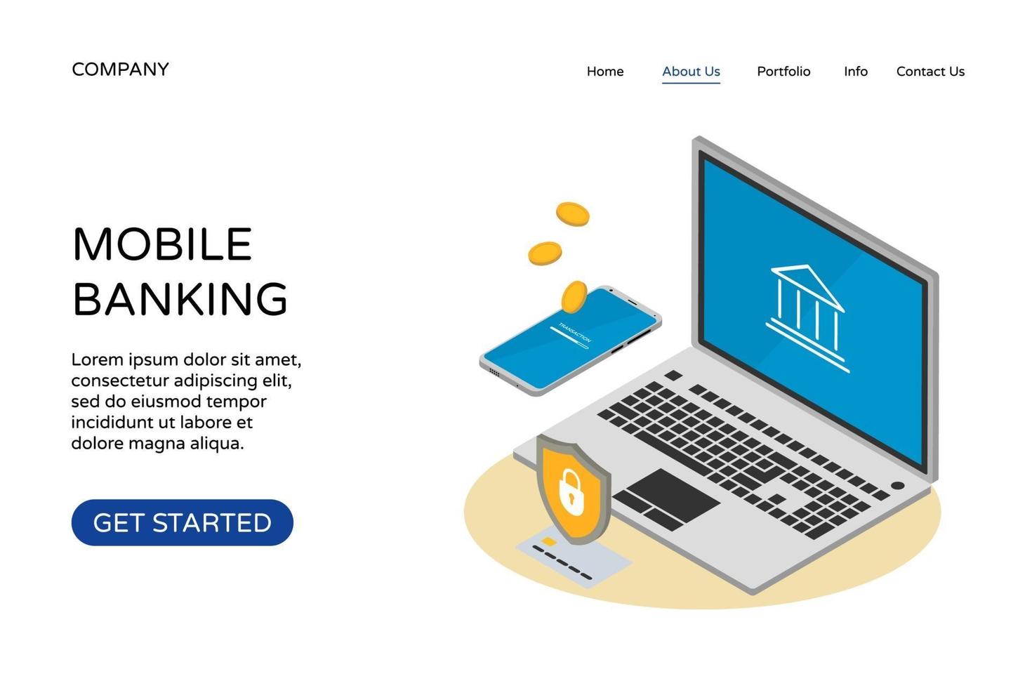 online bankieren bestemmingspagina website ontwerpsjabloon vector