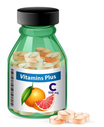 Een bakje vitamine C vector