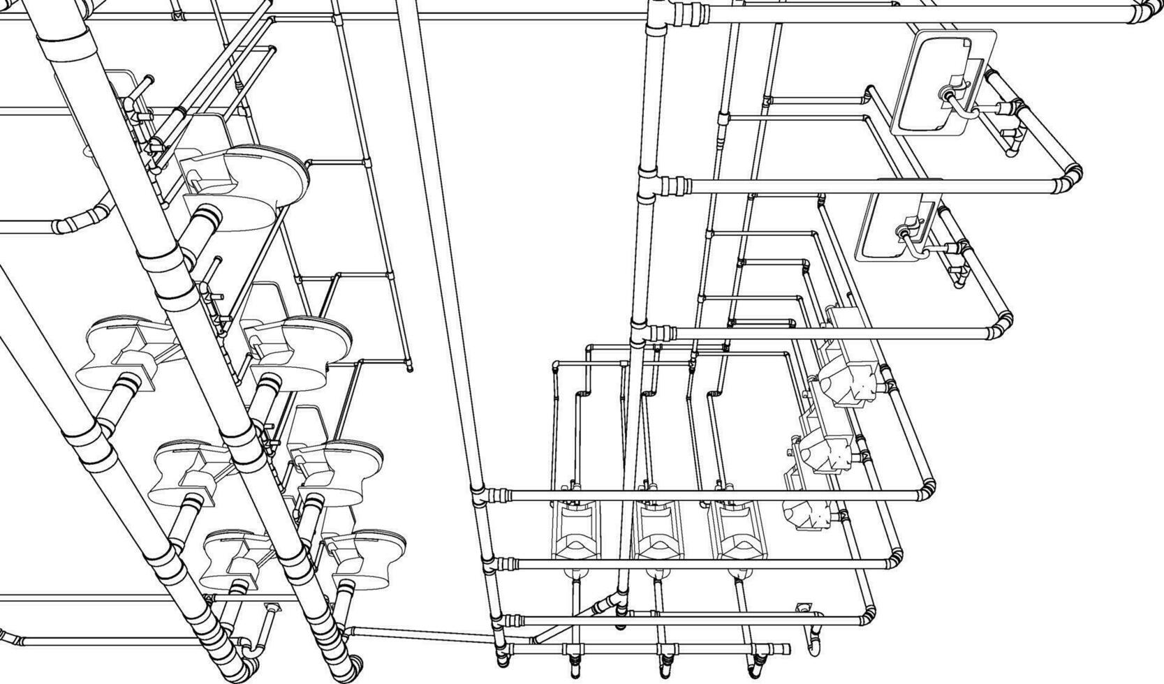 3d illustratie van gebouw leidingen vector