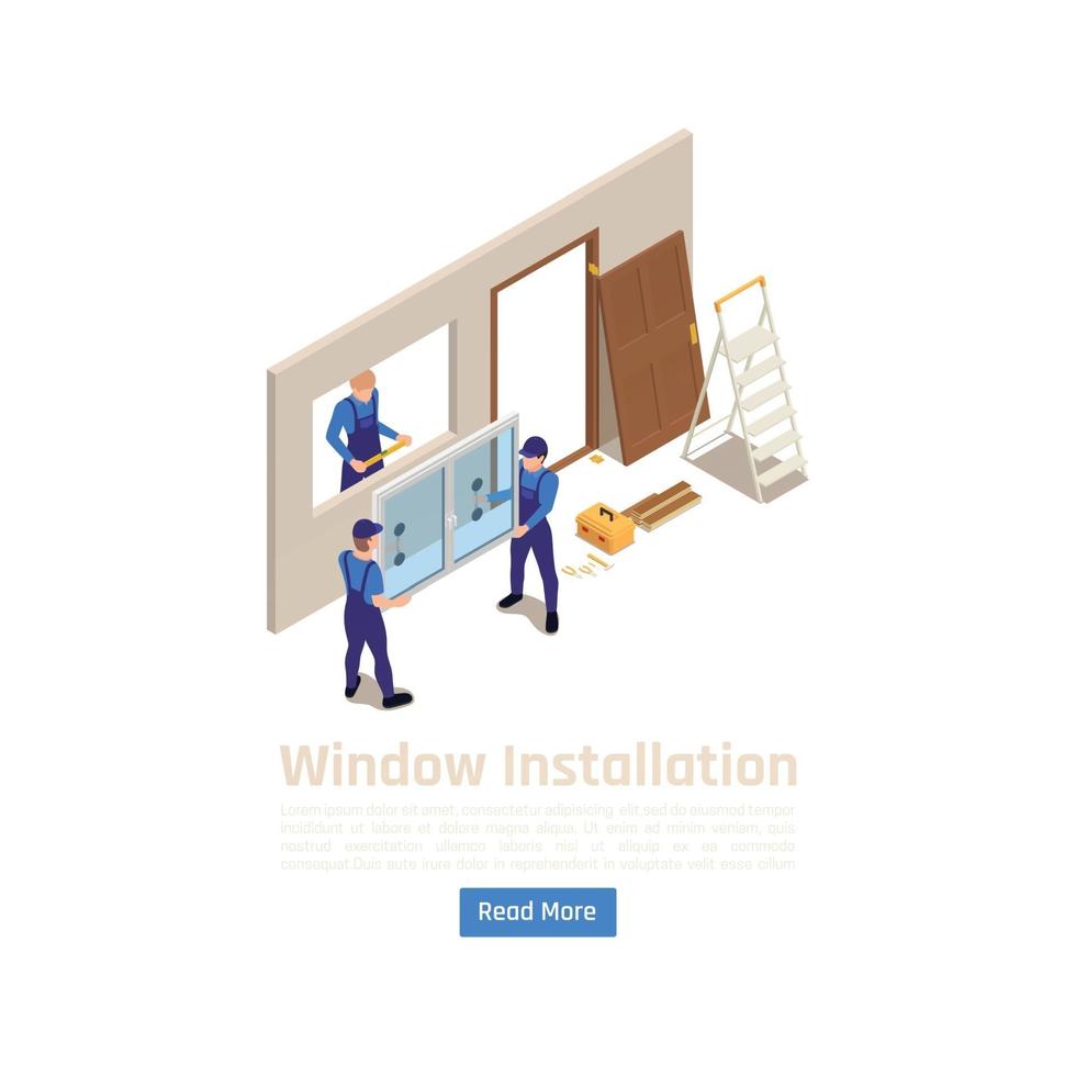 windows installatie isometrische samenstelling vectorillustratie vector