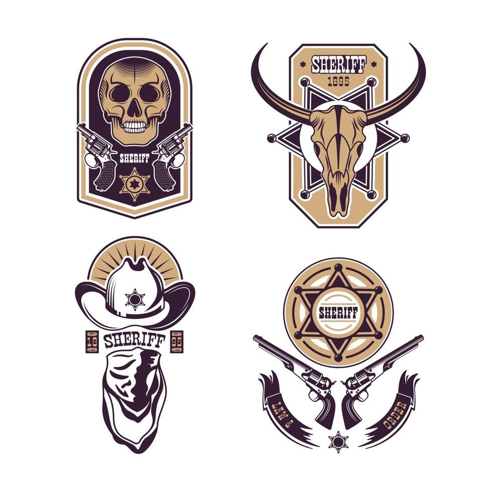 cowboy emblemen instellen vectorillustratie vector