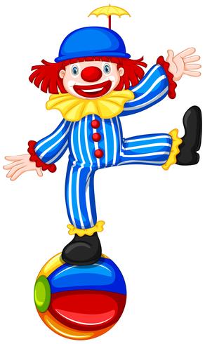 Een clown op kleurrijke bal vector