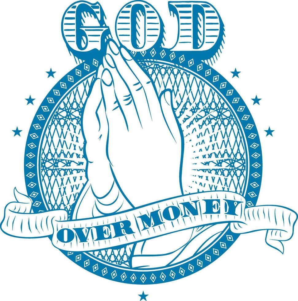 god over- geld met gravures stijl illustratie vector