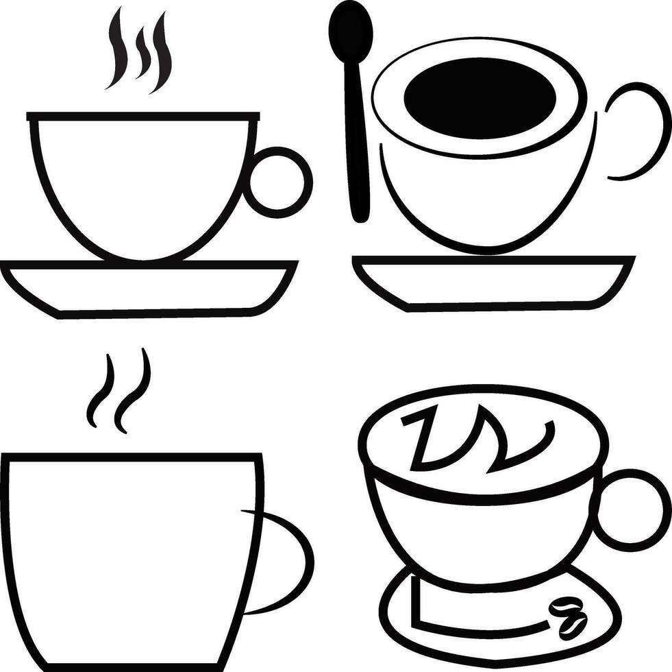 koffie kop vector, koffie kop icoon set. cups van koffie thee verzameling. heet drinken icoon. beschikbaar beker. kop koffie met stoom. vlak stijl - voorraad vector. vector
