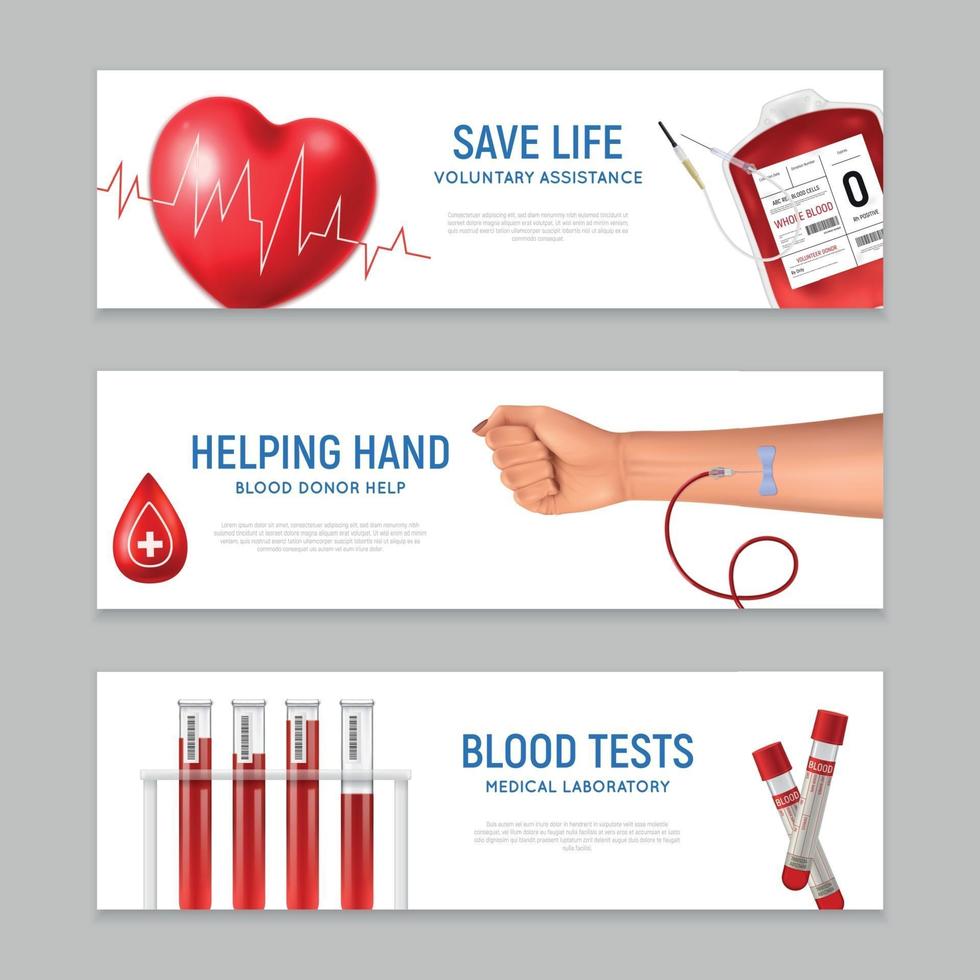 bloeddonor horizontale banners vector illustratie