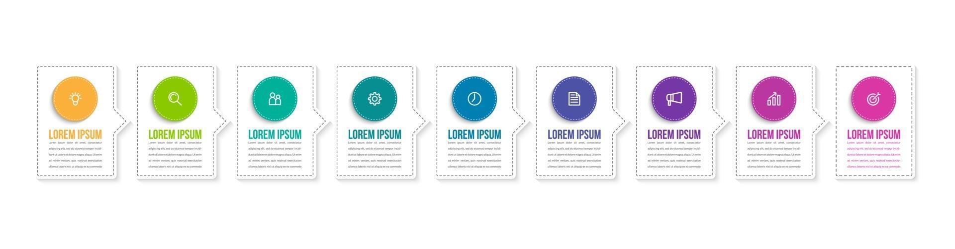 vector infographic ontwerp met pictogrammen en 9 opties of stappen