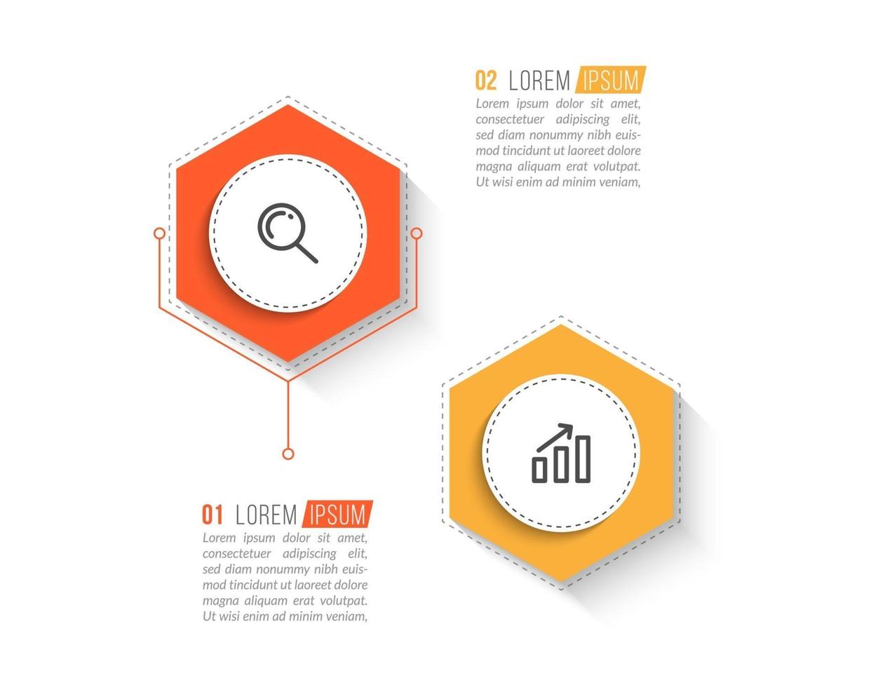 bedrijfsconcept met 2 opties of stappen vector