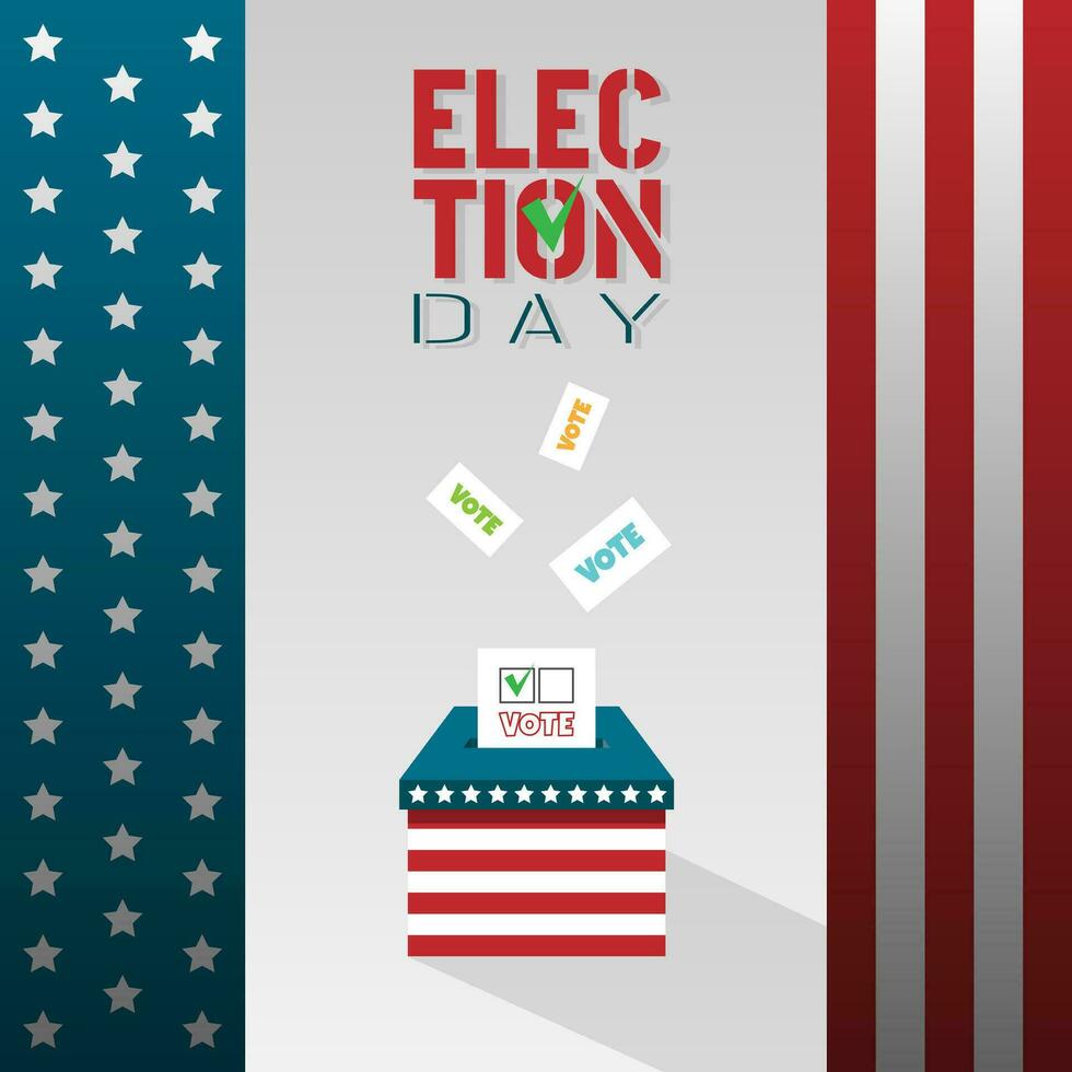 verkiezing dag poster met stembiljetten zetten in een doos vector