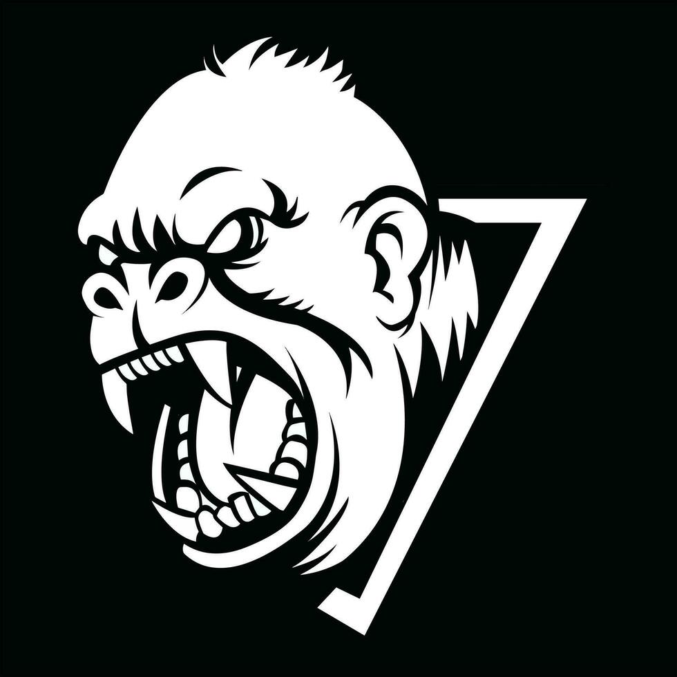 gedetailleerd monochromatisch gorilla logo vector illustratie artwork