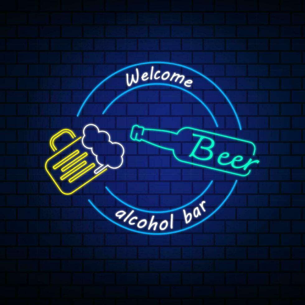 neon teken bier vector