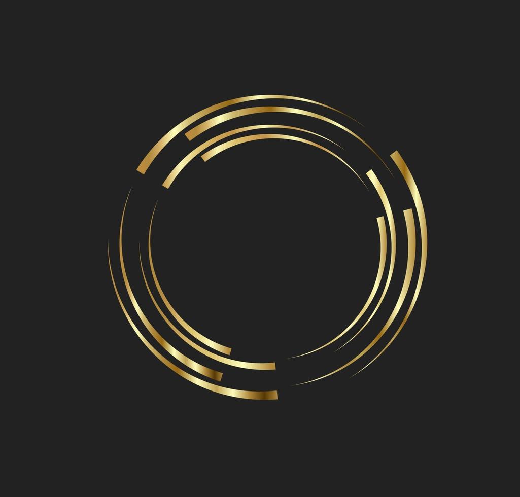 abstracte gouden lijnen in cirkelvorm, design element logo luxe vector