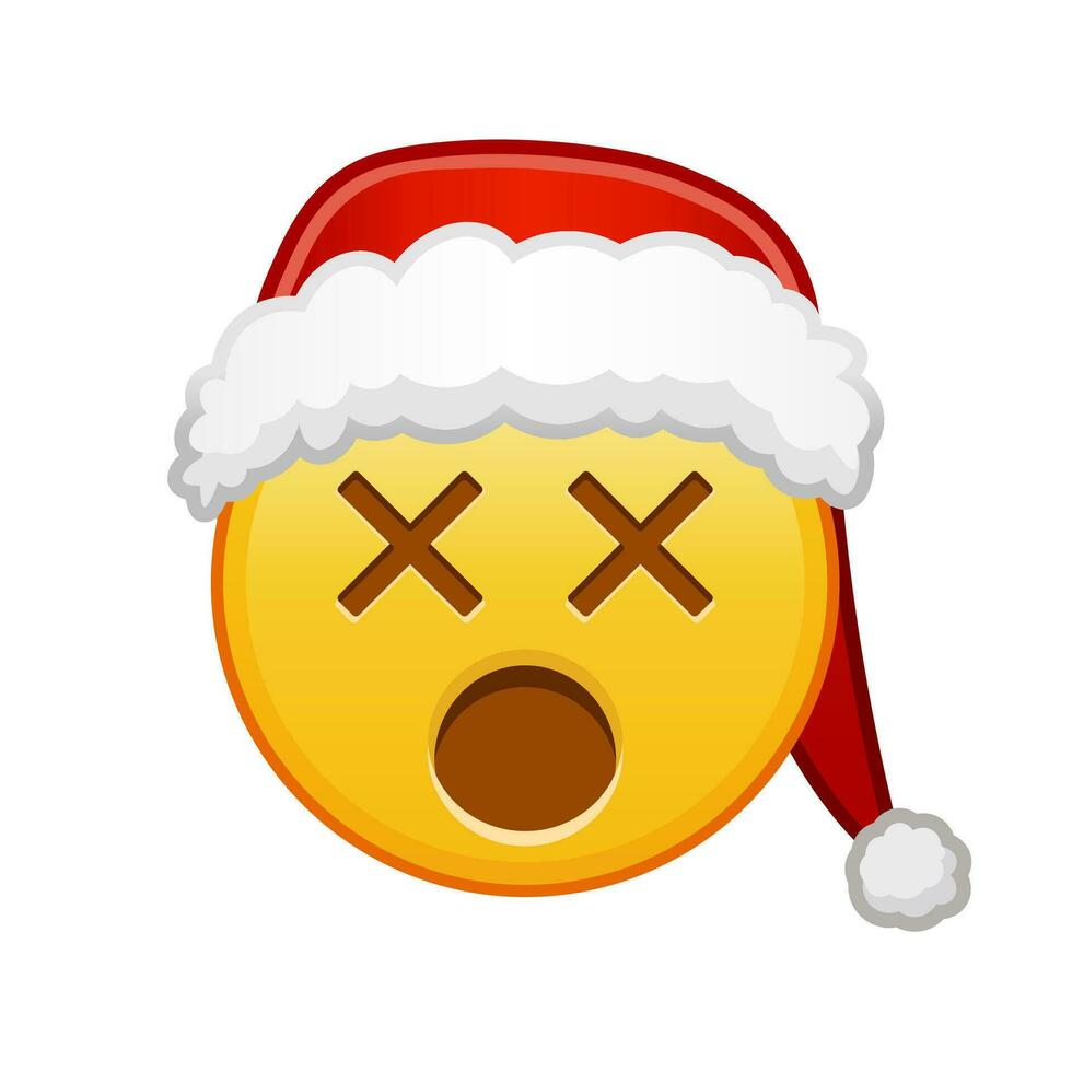 Kerstmis gezicht met doorgestreept ogen groot grootte van geel emoji glimlach vector