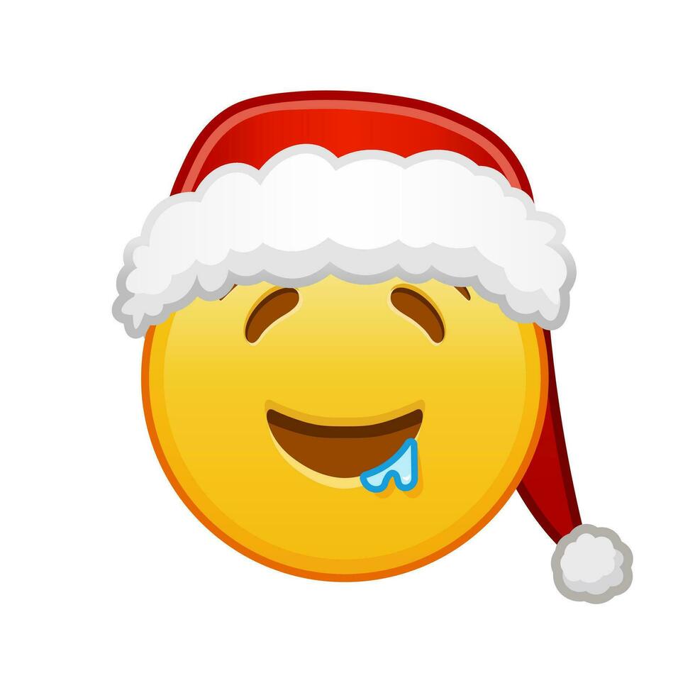 Kerstmis kwijlen gezicht groot grootte van geel emoji glimlach vector