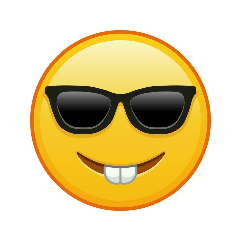 nerd gezicht met zonnebril groot grootte van geel emoji glimlach vector