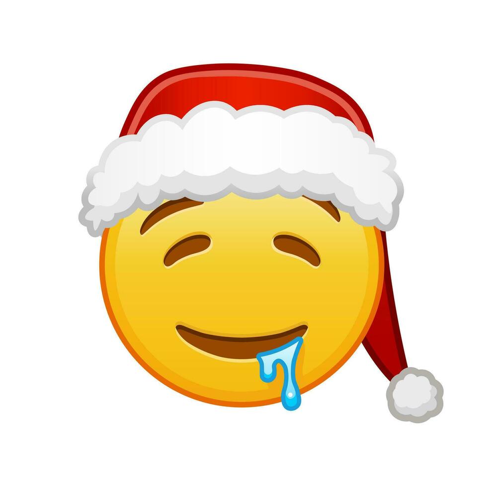 Kerstmis kwijlen gezicht groot grootte van geel emoji glimlach vector