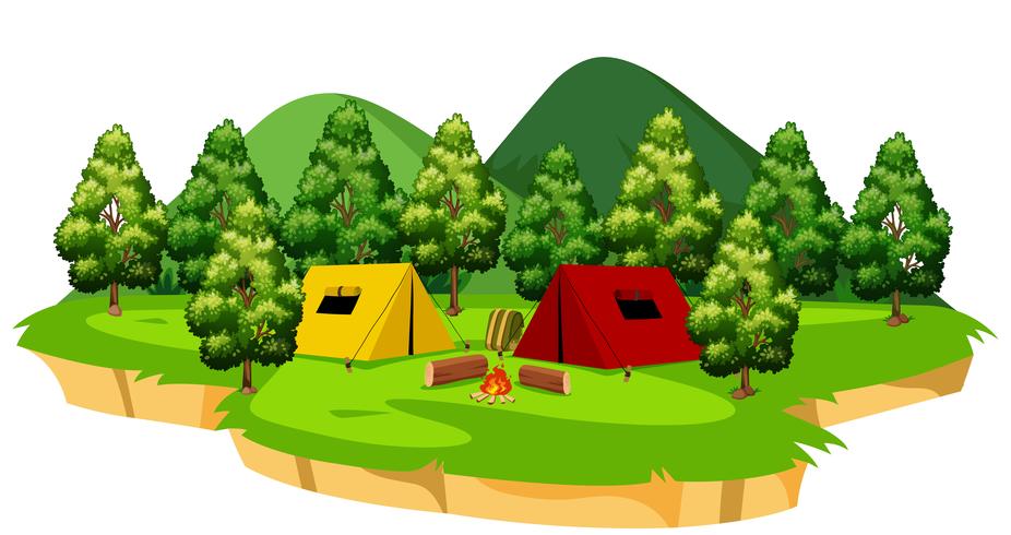 Een geïsoleerde camping scène vector