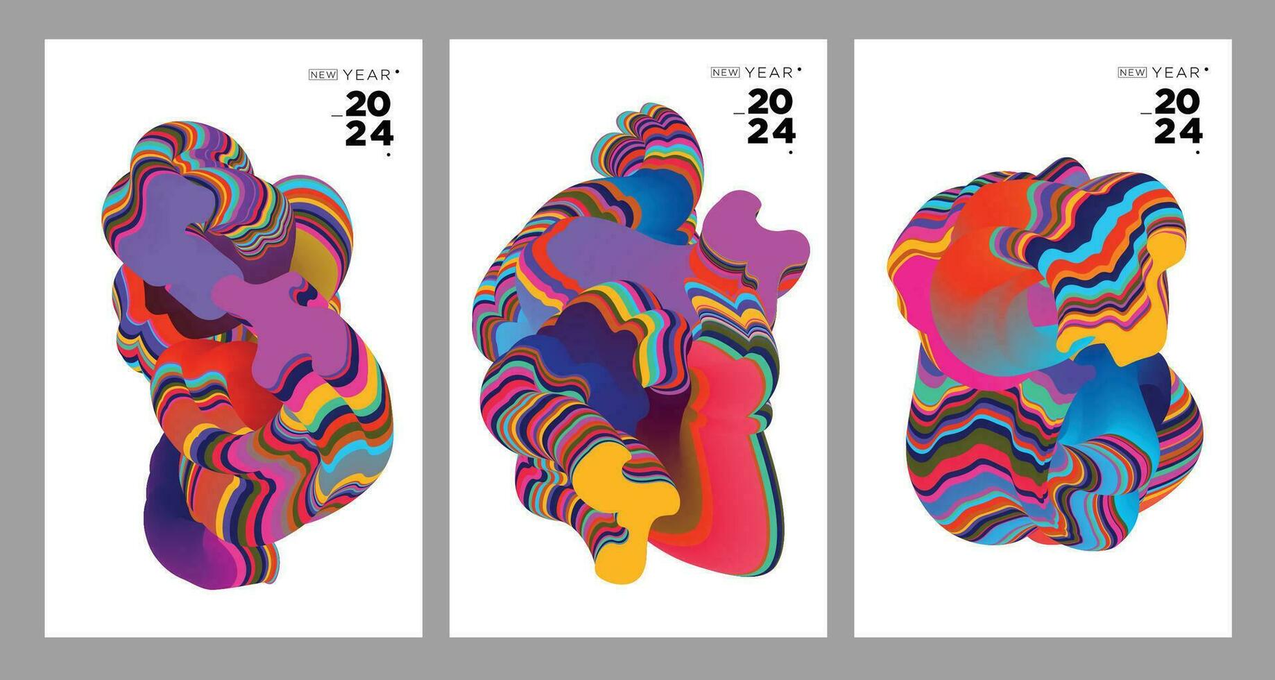 nieuw jaar 2024 kalender Hoes en groet kaart met kleurrijk abstract vloeistof achtergrond ontwerp vector