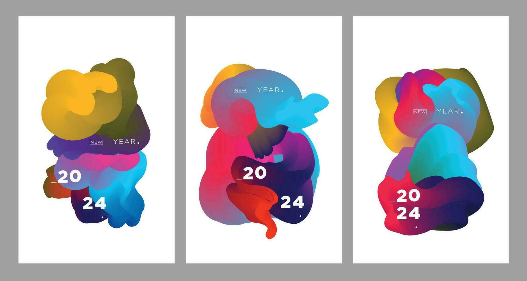 nieuw jaar 2024 kalender Hoes en groet kaart met kleurrijk abstract vloeistof achtergrond ontwerp vector