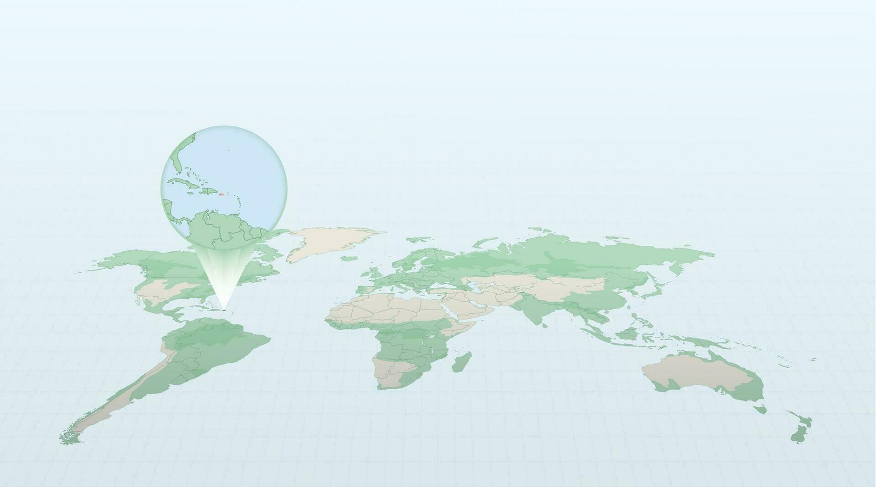 wereld kaart in perspectief tonen de plaats van de land puerto rico met gedetailleerd kaart met vlag van puerto rico. vector