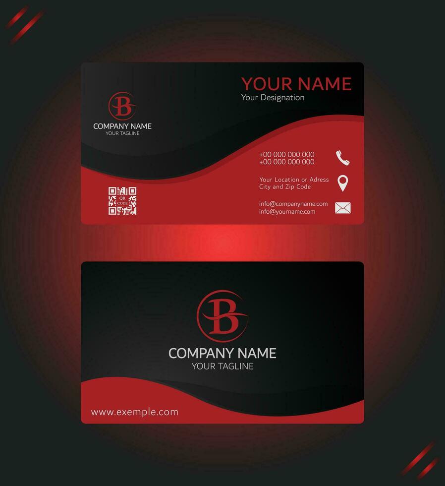 professioneel zwart en rood bedrijf kaart sjabloon, modern elegant bedrijf kaart ontwerp vector