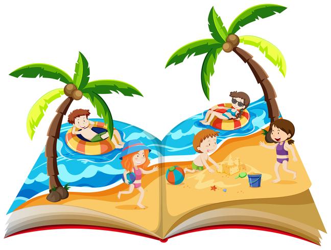 Een pop-upboek met zomervakantie vector