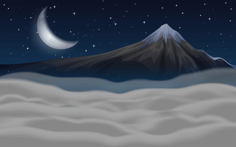 Mooie moutainscène bij nacht vector