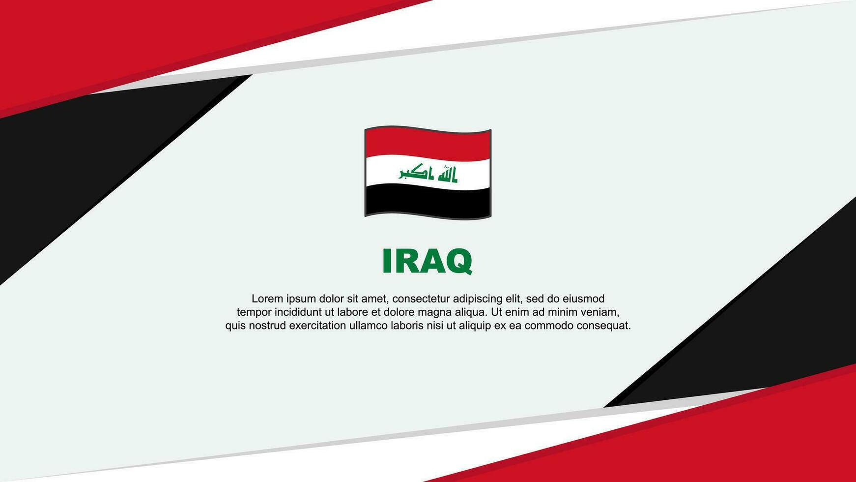 Irak vlag abstract achtergrond ontwerp sjabloon. Irak onafhankelijkheid dag banier tekenfilm vector illustratie. Irak