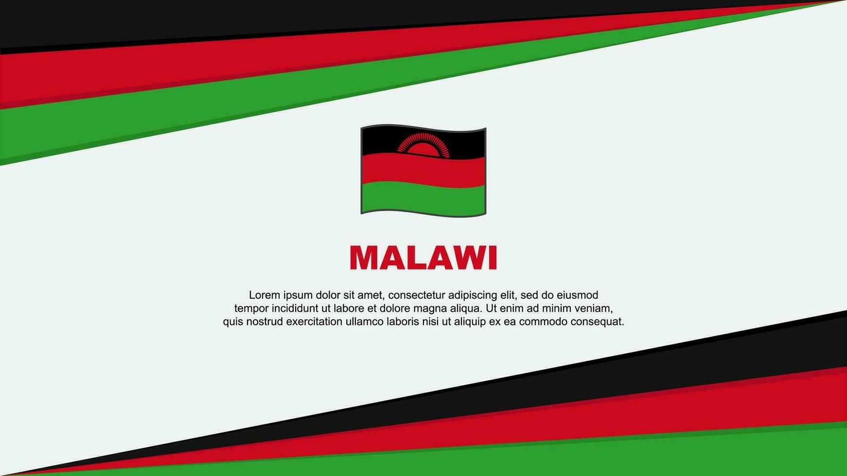 Malawi vlag abstract achtergrond ontwerp sjabloon. Malawi onafhankelijkheid dag banier tekenfilm vector illustratie. Malawi ontwerp