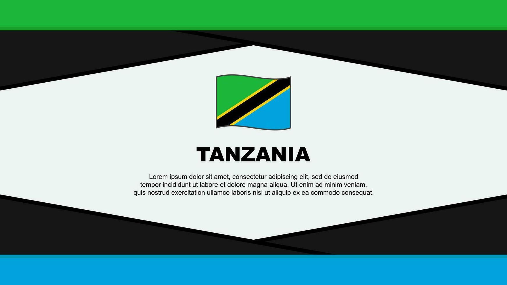 Tanzania vlag abstract achtergrond ontwerp sjabloon. Tanzania onafhankelijkheid dag banier tekenfilm vector illustratie. Tanzania vector