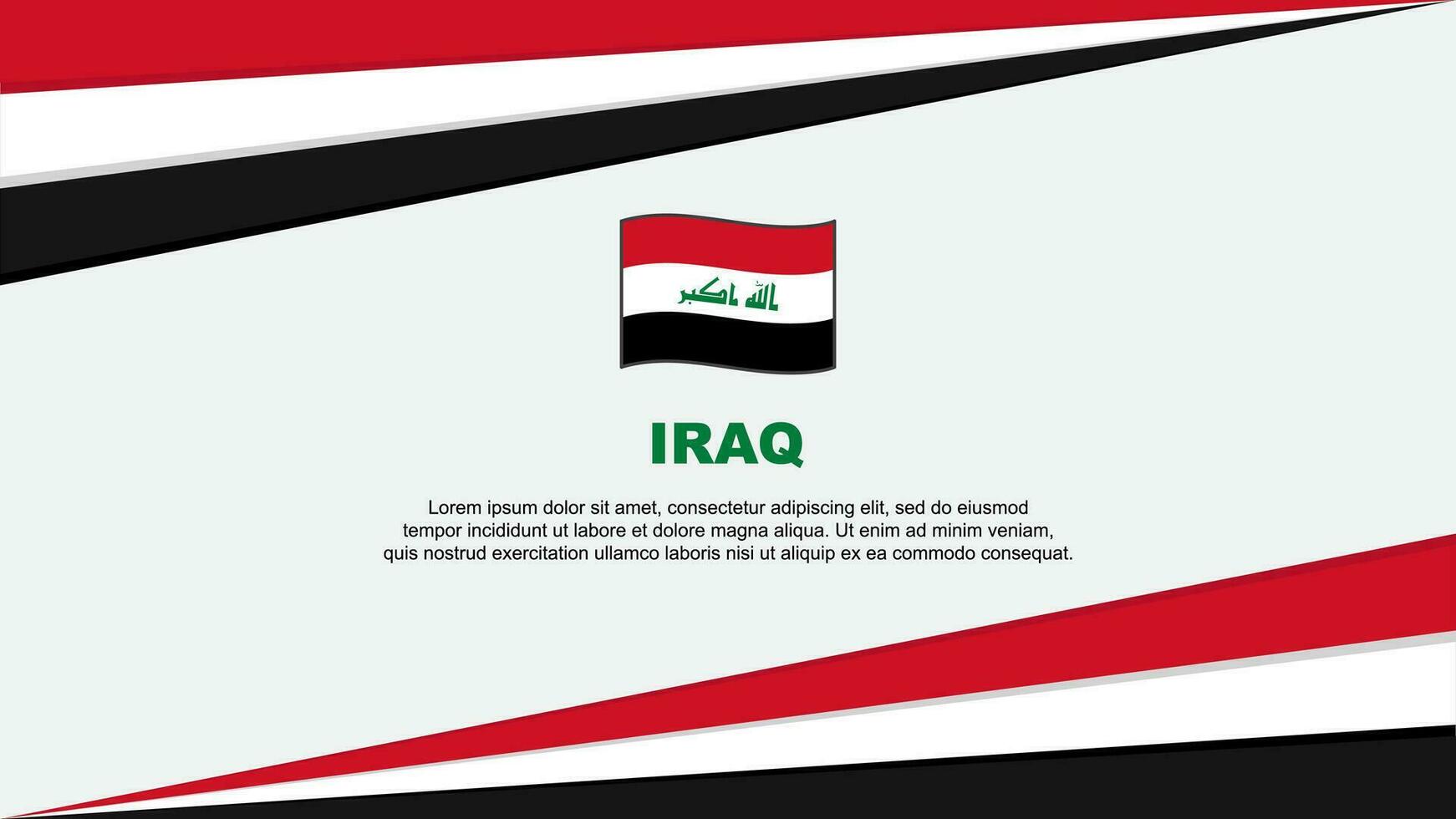 Irak vlag abstract achtergrond ontwerp sjabloon. Irak onafhankelijkheid dag banier tekenfilm vector illustratie. Irak ontwerp
