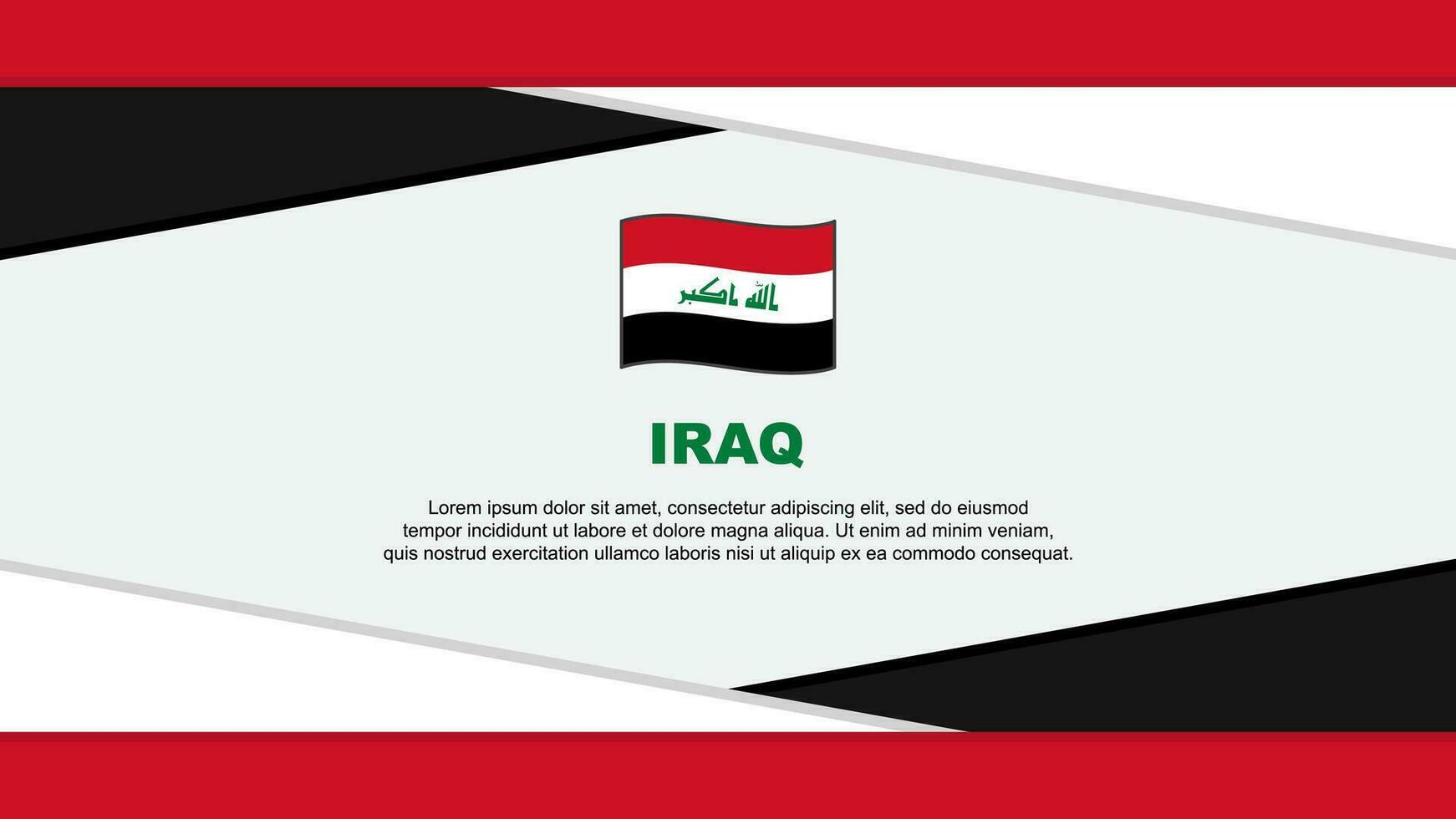 Irak vlag abstract achtergrond ontwerp sjabloon. Irak onafhankelijkheid dag banier tekenfilm vector illustratie. Irak vector