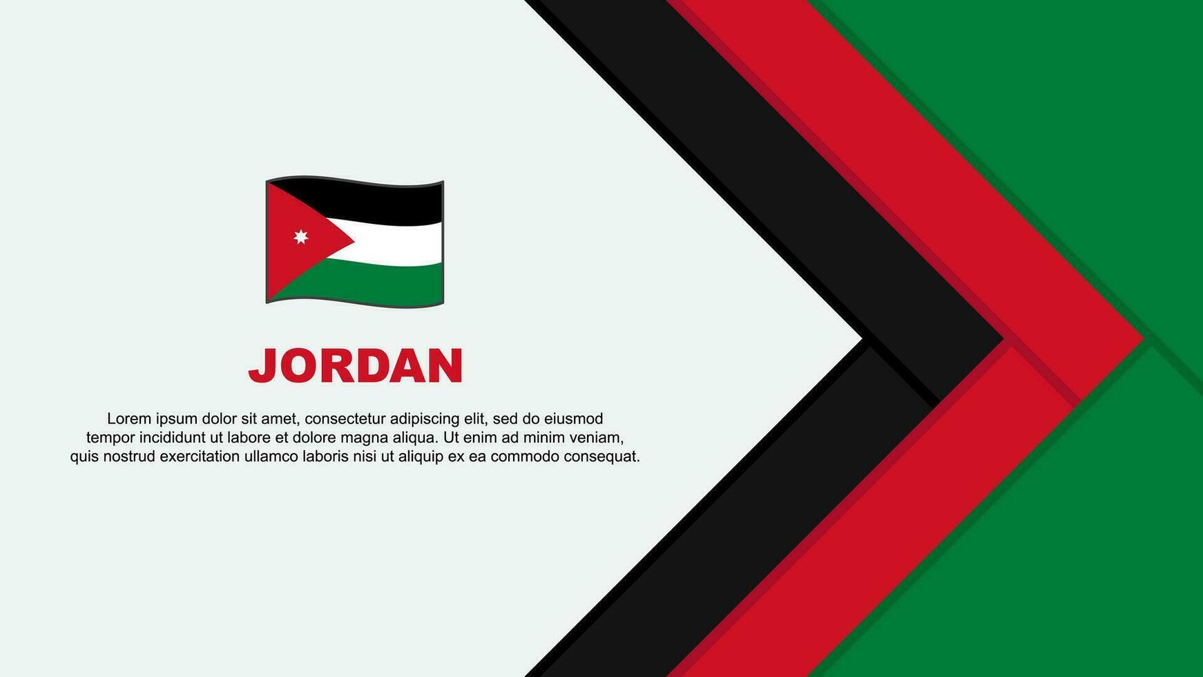 Jordanië vlag abstract achtergrond ontwerp sjabloon. Jordanië onafhankelijkheid dag banier tekenfilm vector illustratie. Jordanië tekenfilm