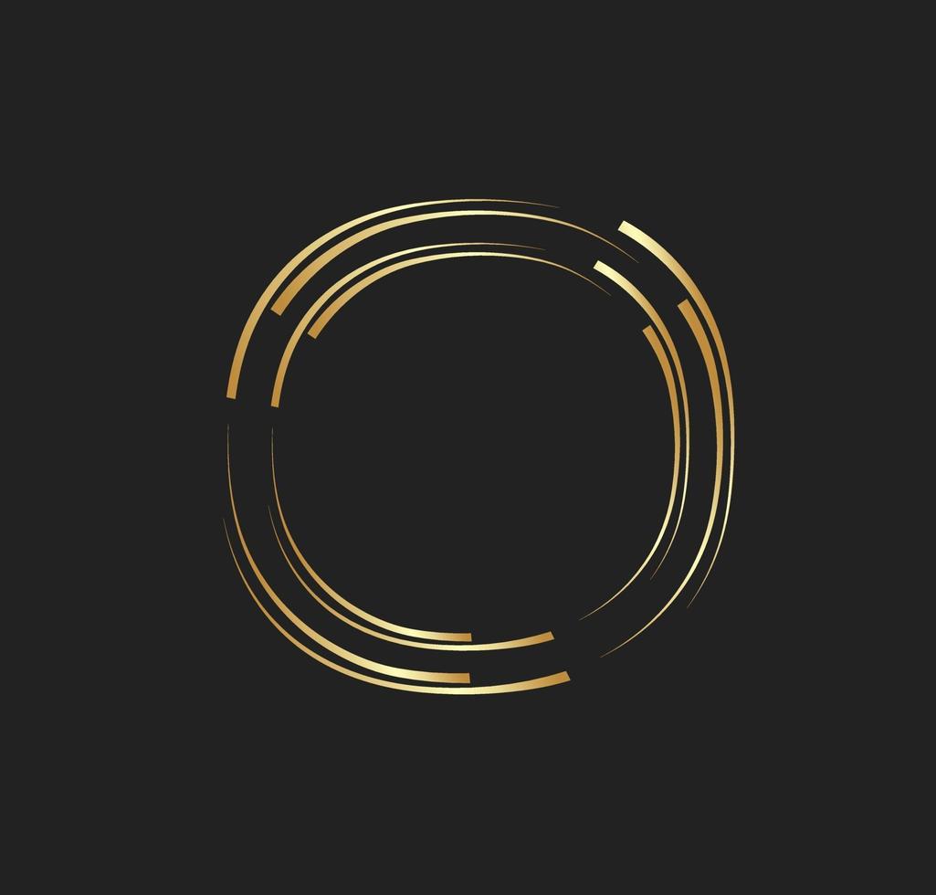 abstracte gouden lijnen cirkel met luxe stijl. technologie ronde logo vector