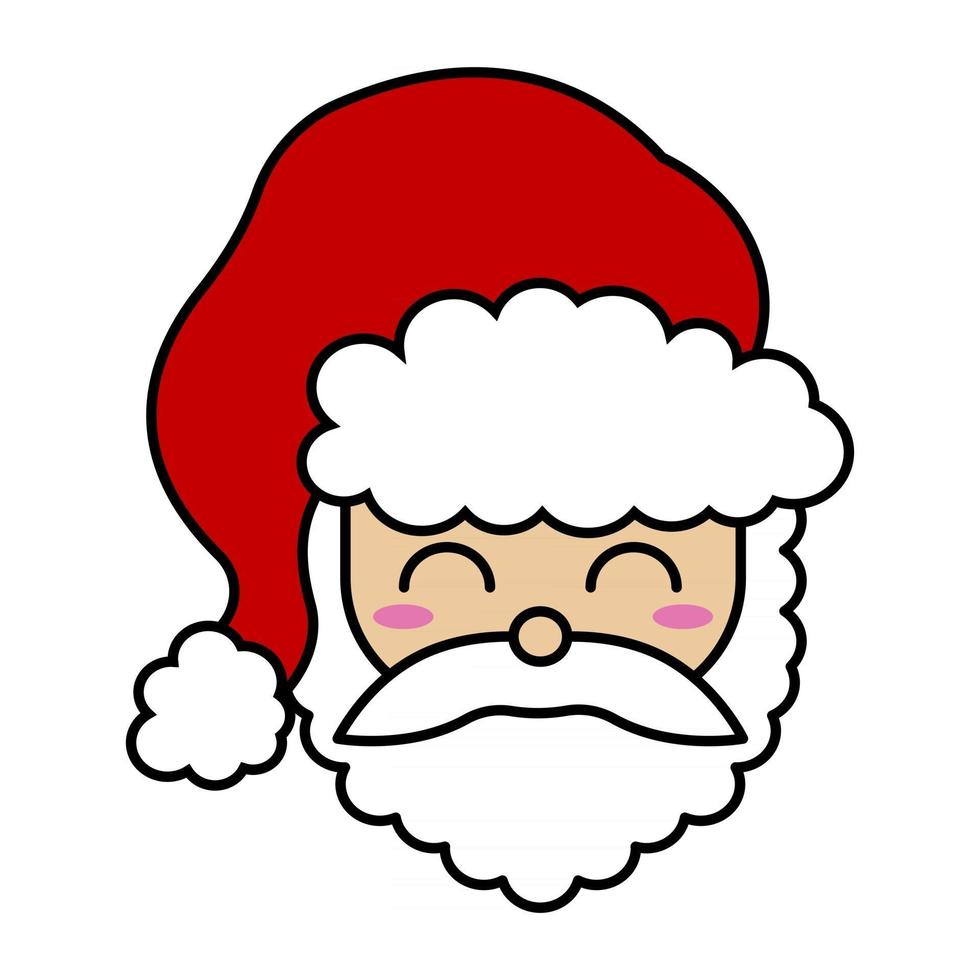 hoofd van de kerstman met rode hoed, baard en snor. blij gezicht. vector