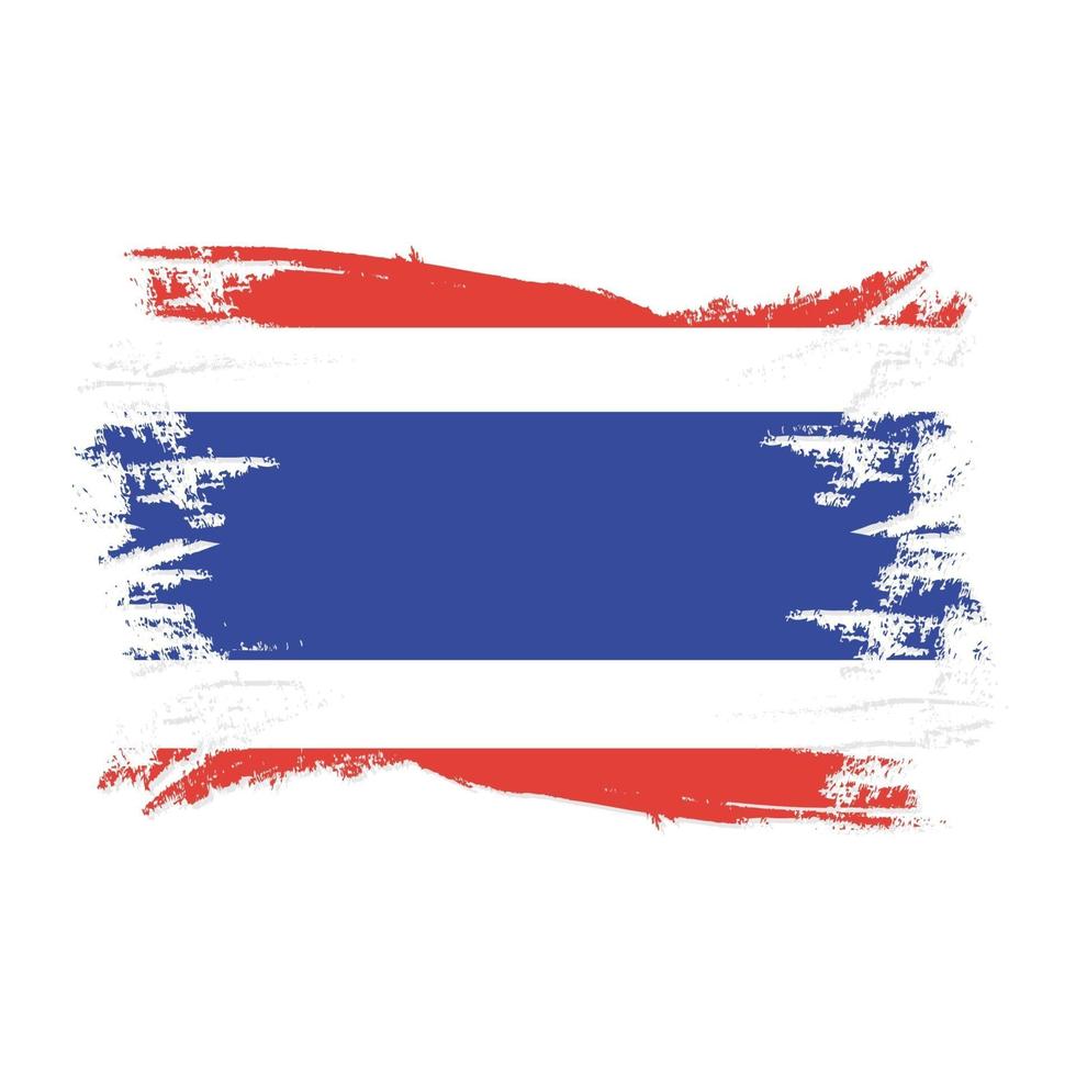 vlag van thailand met aquarel borstel stijl ontwerp vectorillustratie vector