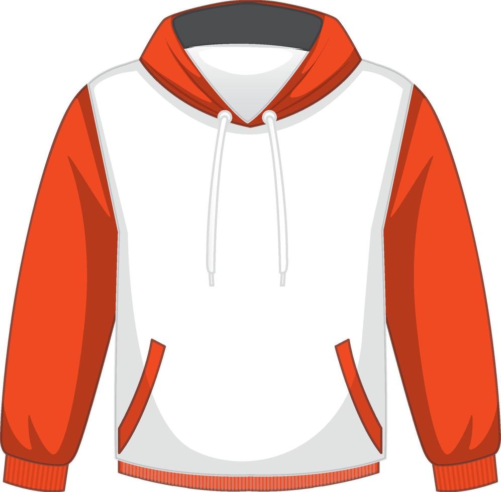voorkant van basic witte en oranje hoodie geïsoleerd vector