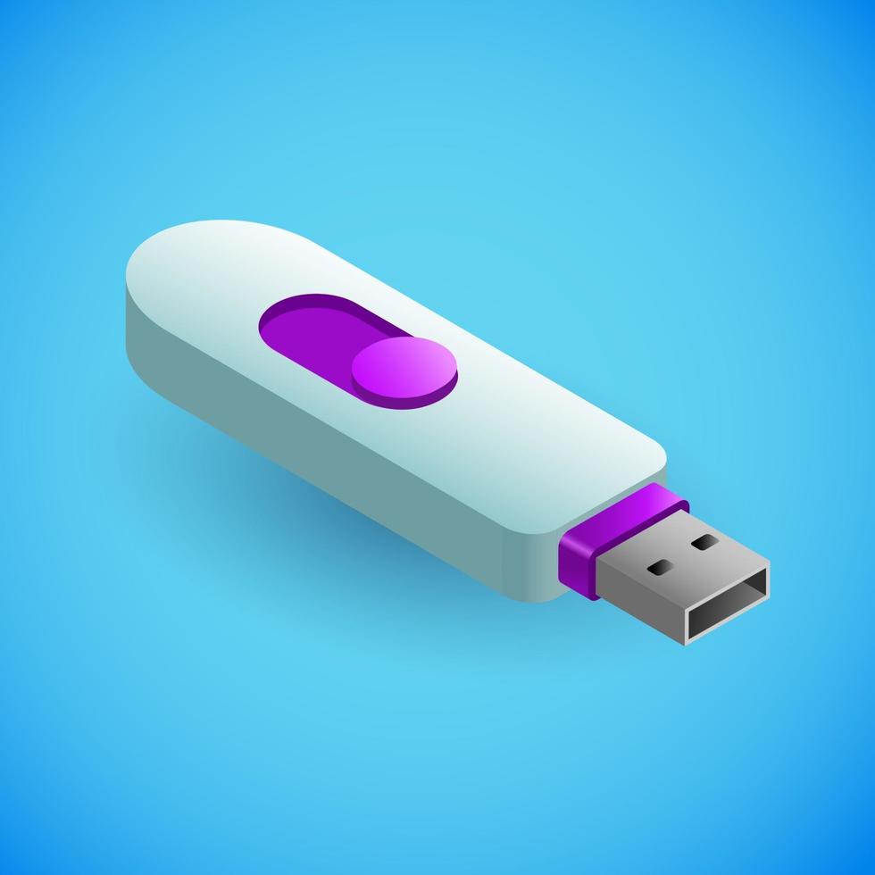 realistische USB-stick in isometrie. isometrische vectorillustratie vector