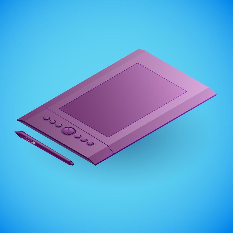 realistische grafische tablet in isometrie. isometrische vectorillustratie vector