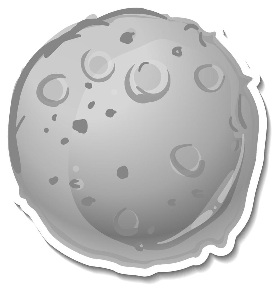 een stickersjabloon met volle maan in geïsoleerde cartoonstijl vector