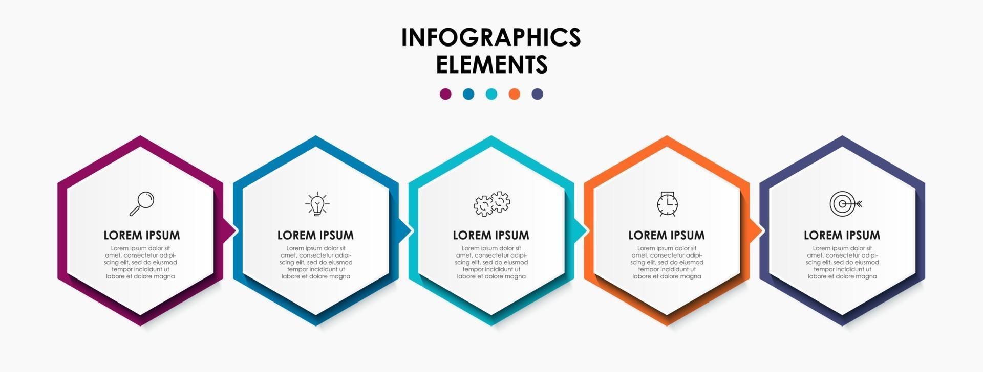 infographic zakelijke ontwerpsjabloon met pictogrammen en 5 opties of stappen vector