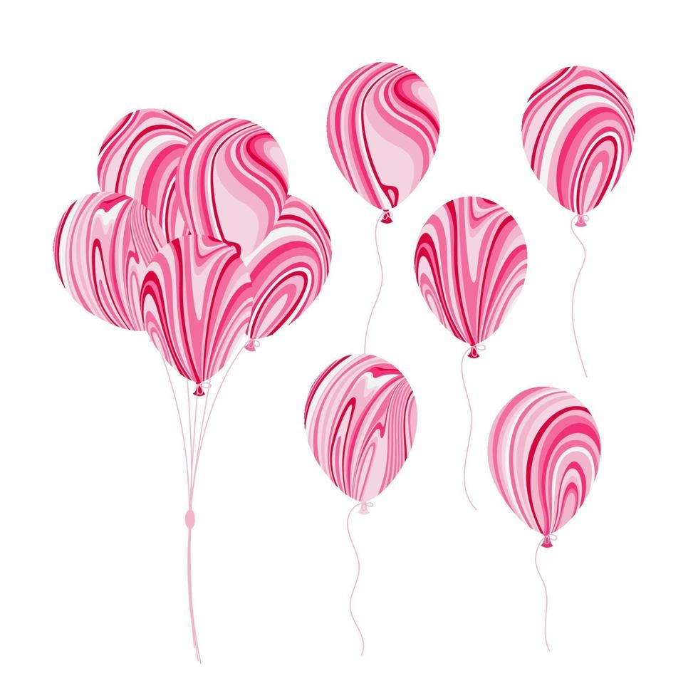 kleurrijke roze marmeren ballonnen collectie vector