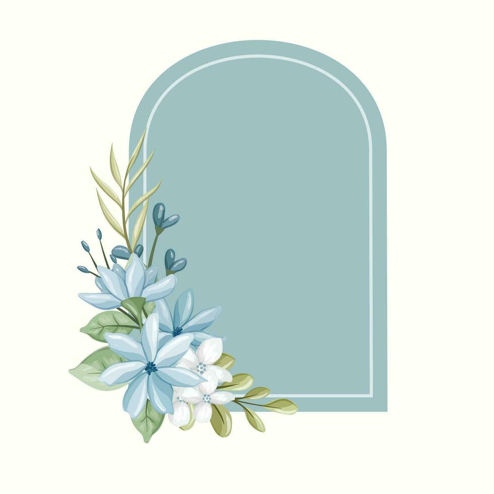 blauw pastel bloemen kader vector